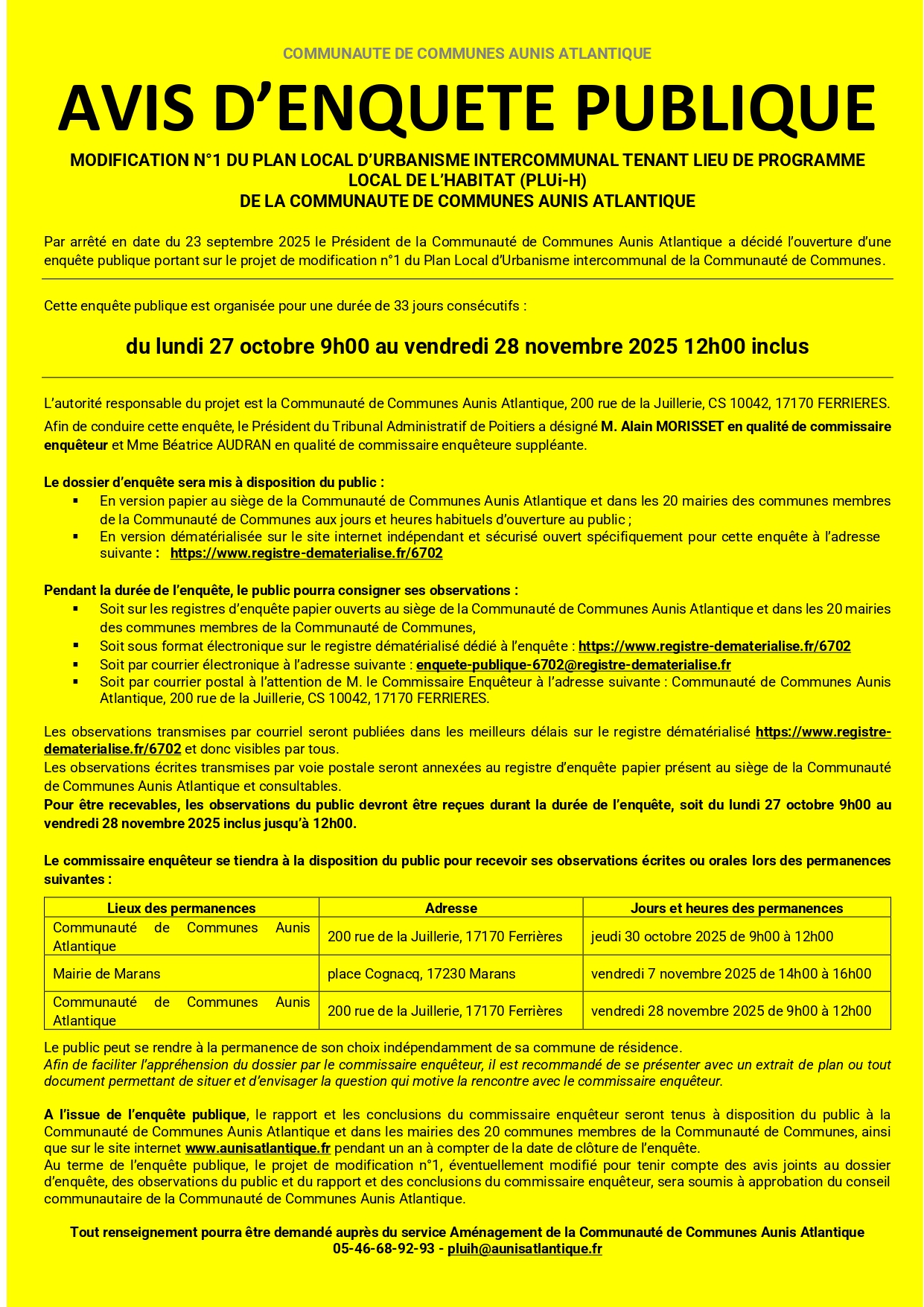 Enquête publique modification du PLUI-h